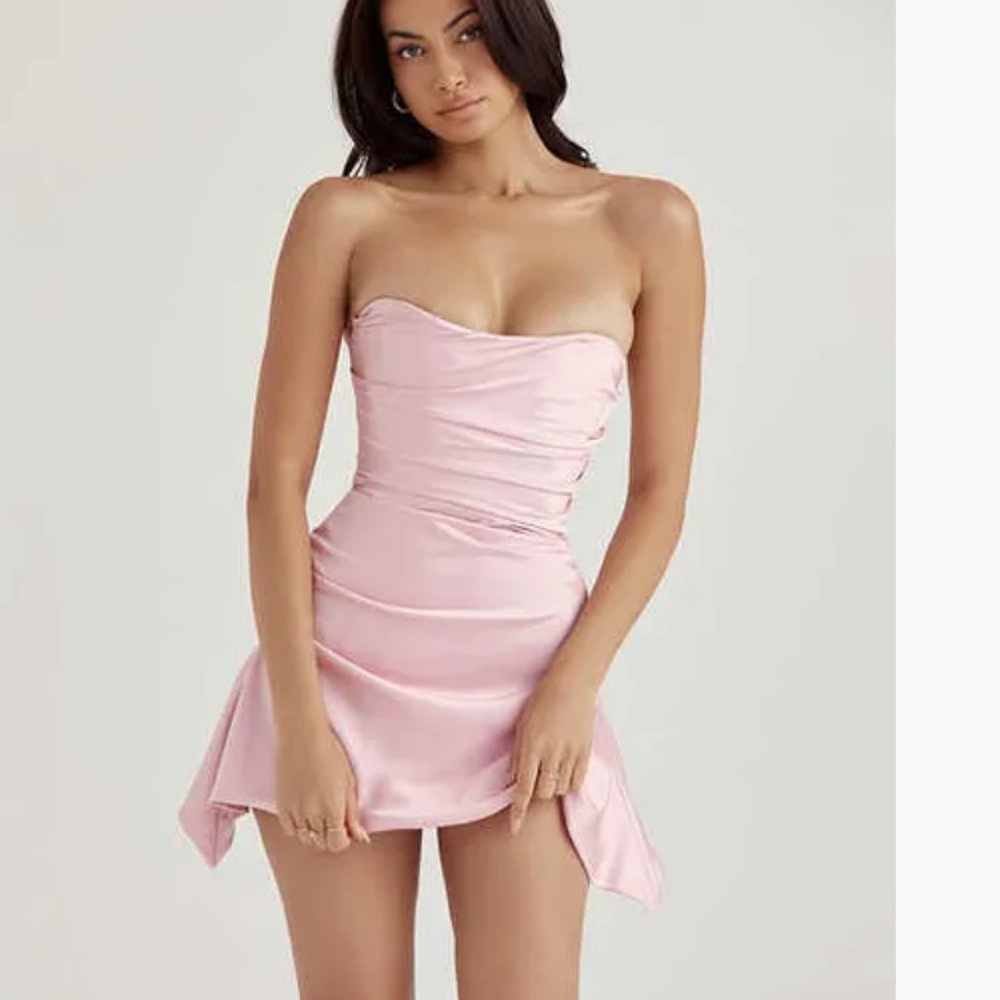 Pink satin mini dress